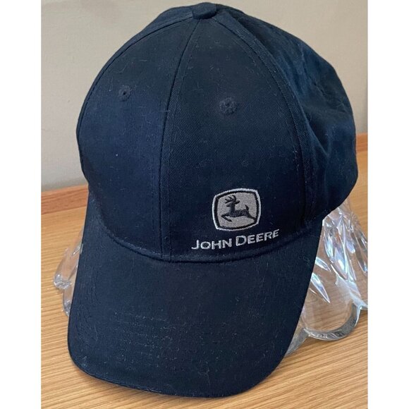 John Deere Tractors at 100 Black Baseball Cap Hat Strapback Adjustable - Picture 1 of 4